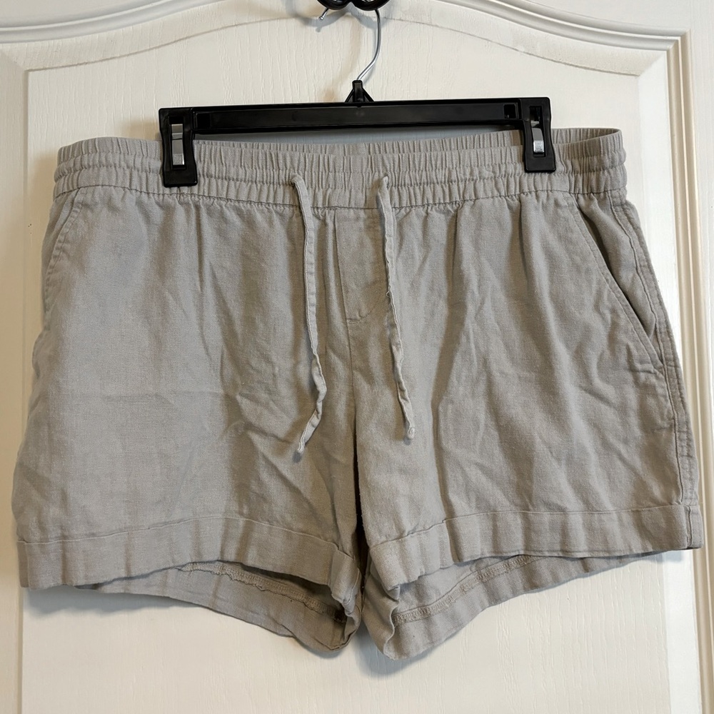 Linen Drawstring Elastic Waist Shorts